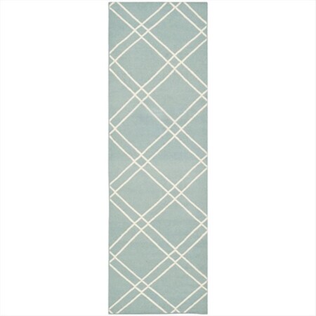 Safavieh 2 Ft. - 6 In. X 8 Ft. Runner- Contemporary Dhurries Light Blue And Ivory Flatweave Rug DHU638C-28